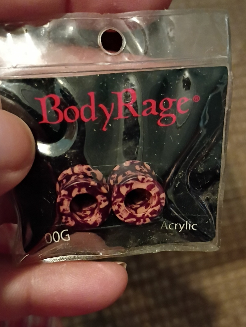 BodyRage Pink & Brown Camouflage Acrylic Ear Tunnels
